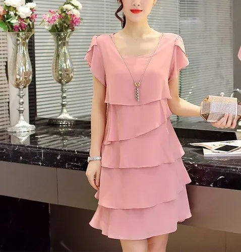 Elara Chic Summer Wave Cut Ruffle Dress
