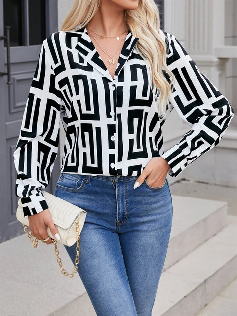 Elegante geometrische Bluse für Damen
