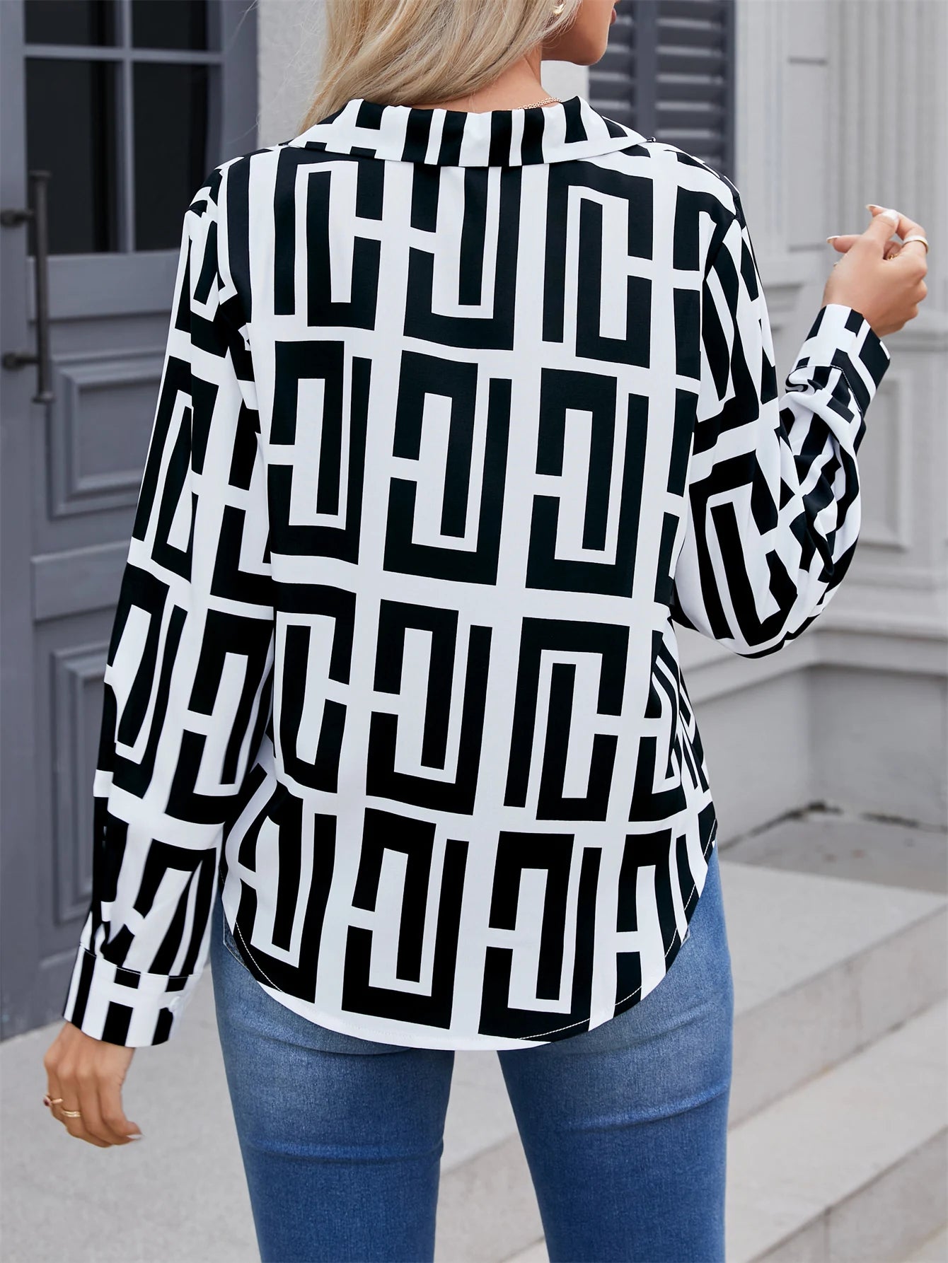 Elegant Geometric Blouse for Women