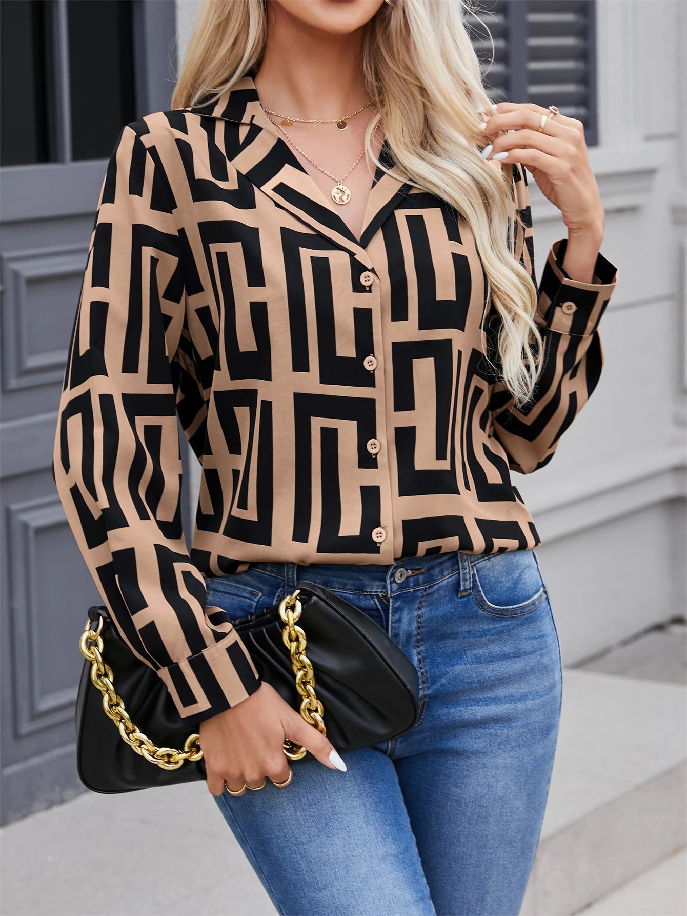 Elegant Geometric Blouse for Women