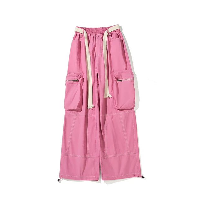 Moda High Street Pantaloni Cargo Rosa da Donna Streetwear Pantaloni Hip Hop