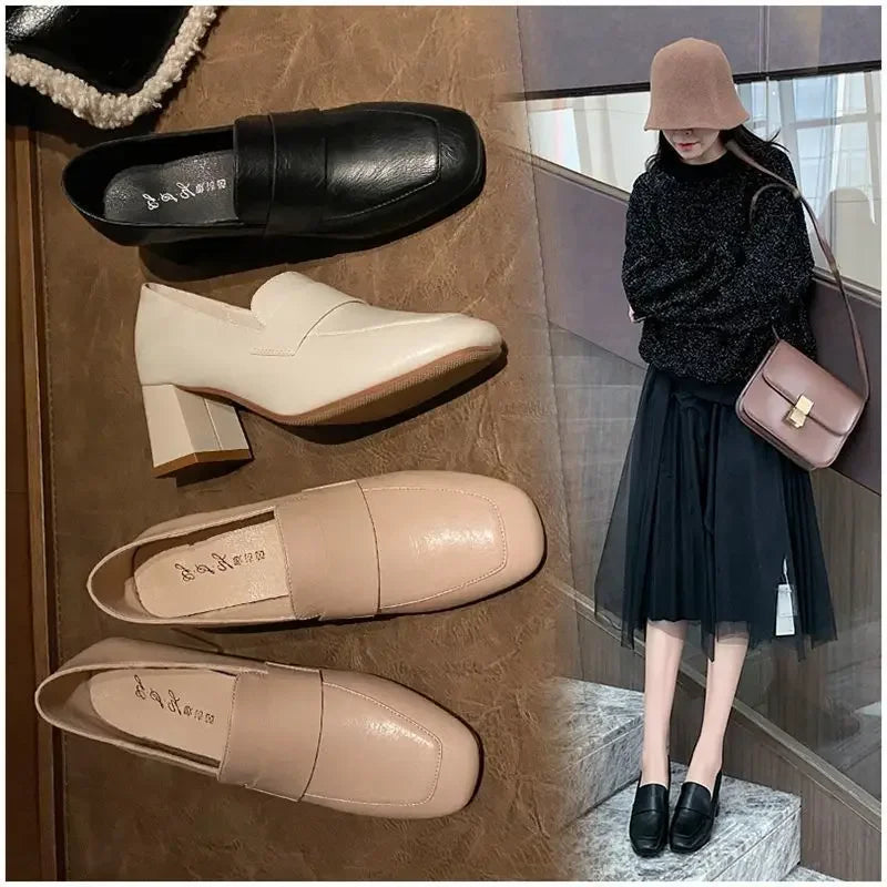 Elegant Step Square Toe Heels