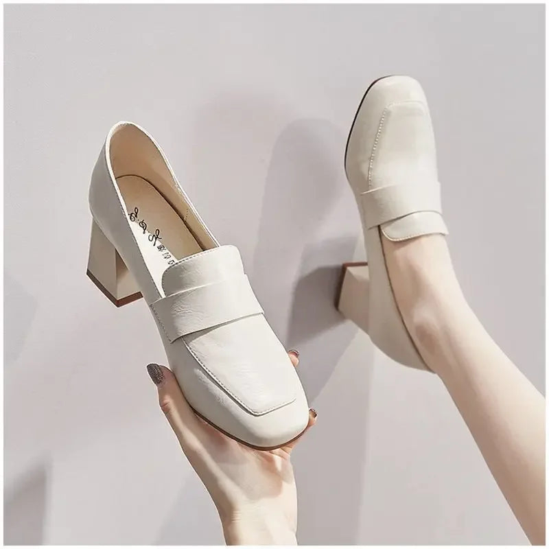 Elegant Step Square Toe Heels