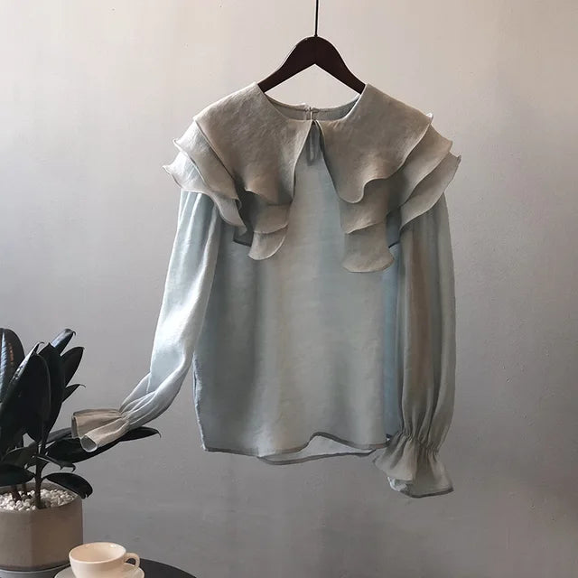 Frühjahr 2024 Neue Damenbluse 'Eleganza' mit Rüschen