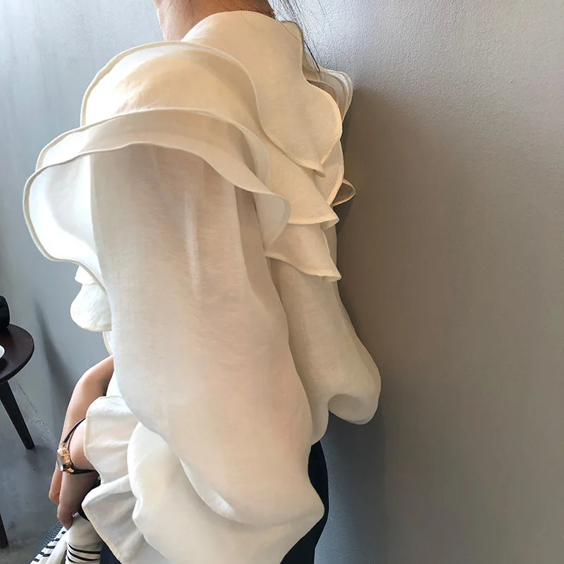 Frühjahr 2024 Neue Damenbluse 'Eleganza' mit Rüschen