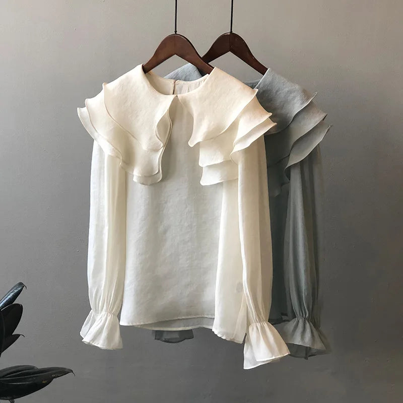 Frühjahr 2024 Neue Damenbluse 'Eleganza' mit Rüschen