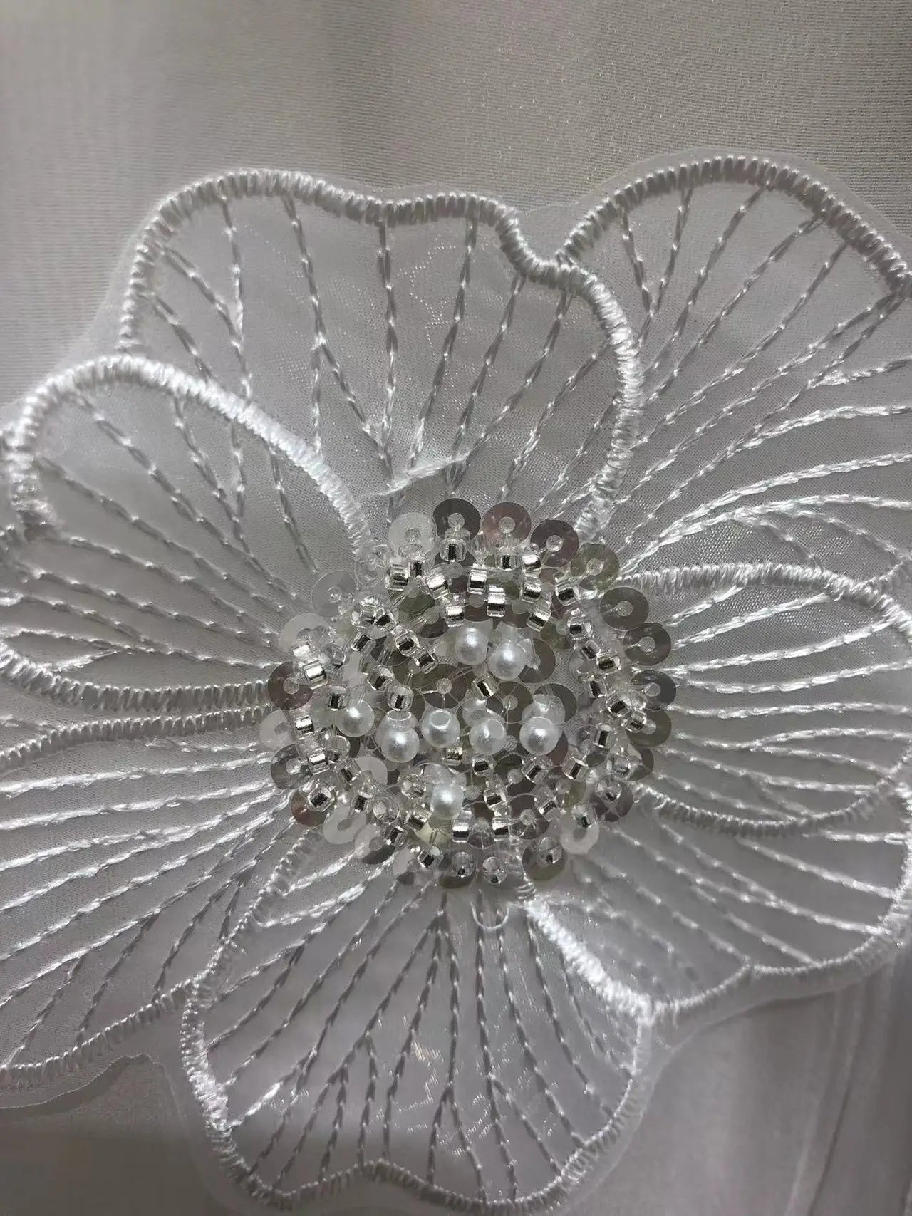 Seductive Mesh Blouse with Sequins and Flowers