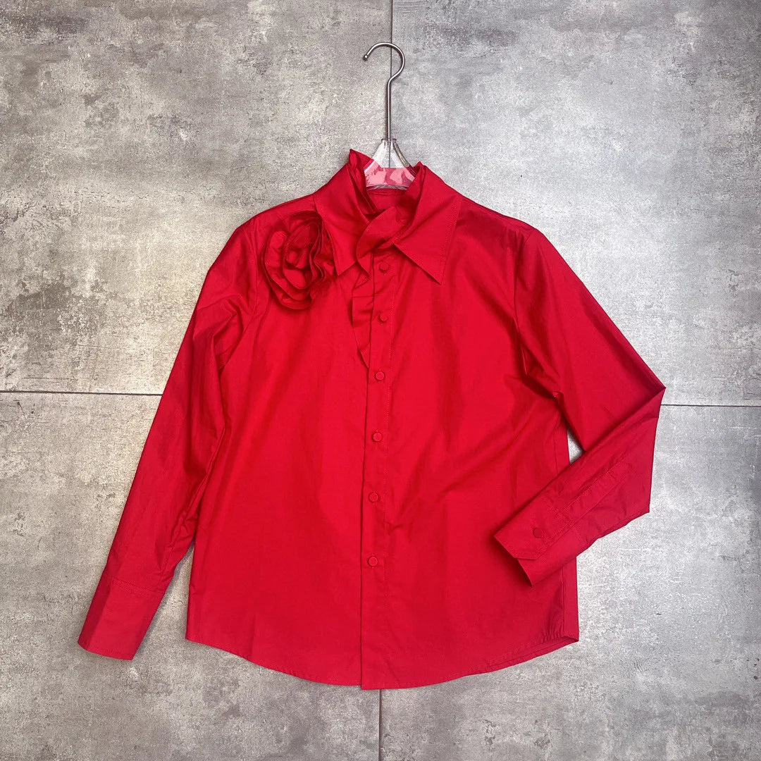 Camicia a fiori Blossom Chic con ruches