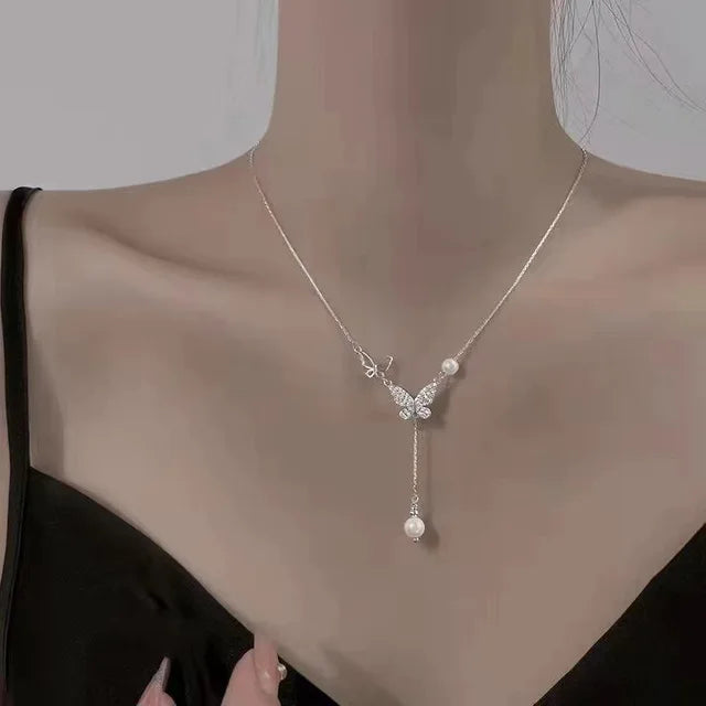 New Silver-colored Wheat Tassel Pendant Necklaces