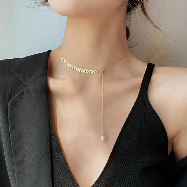 New Silver-colored Wheat Tassel Pendant Necklaces