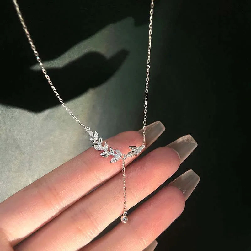 New Silver-colored Wheat Tassel Pendant Necklaces