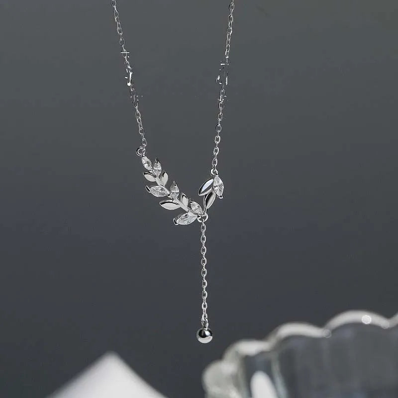 New Silver-colored Wheat Tassel Pendant Necklaces