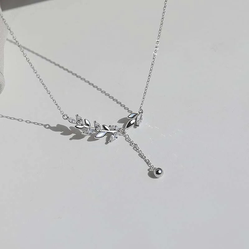 New Silver-colored Wheat Tassel Pendant Necklaces