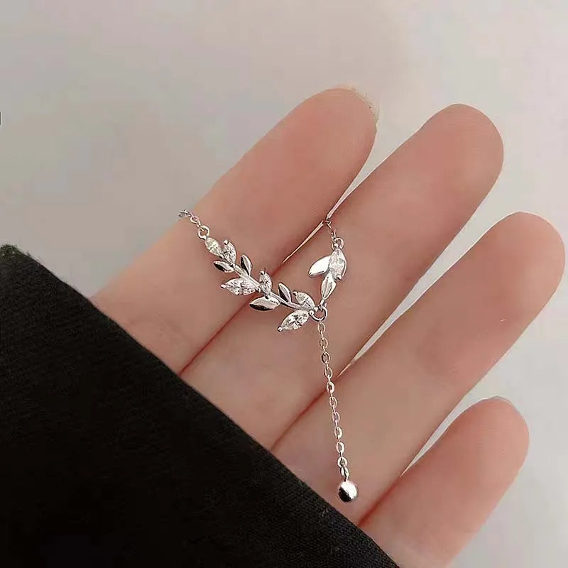 New Silver-colored Wheat Tassel Pendant Necklaces