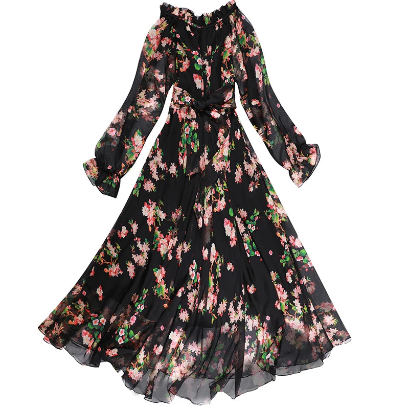 Floral Elegance 2024 – Long Dress with Flower Print