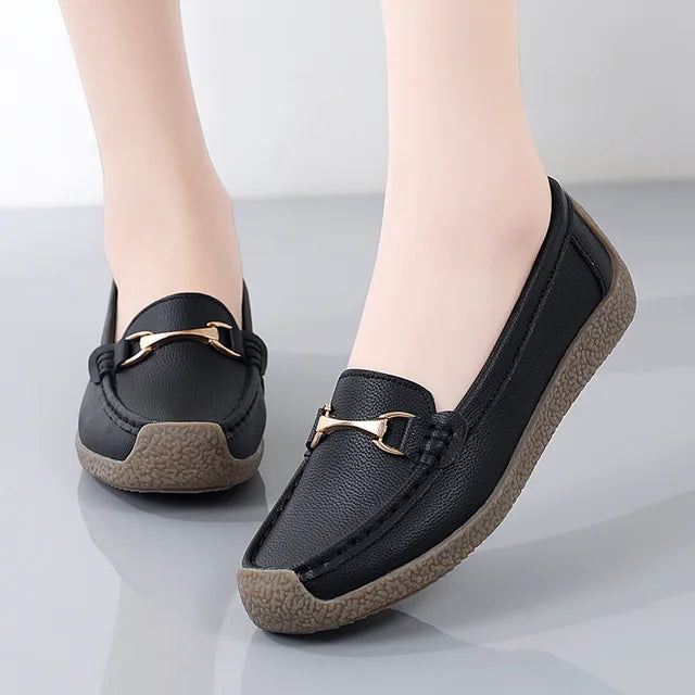Frühling/Herbst Damen Ballerinas aus echtem Leder
