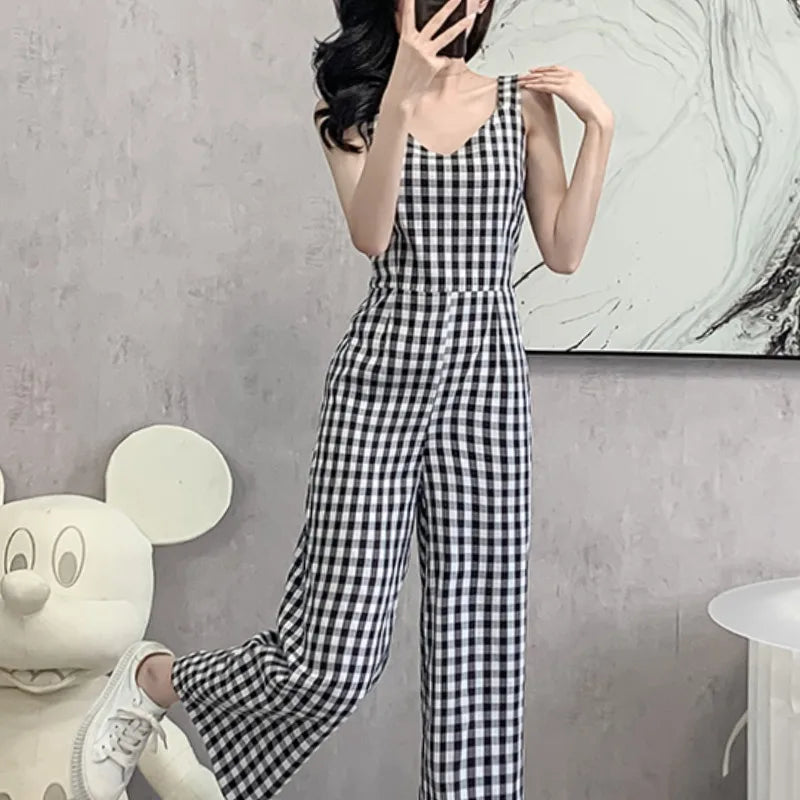 Briljante Zonsopgang Geruite Taille Jumpsuit