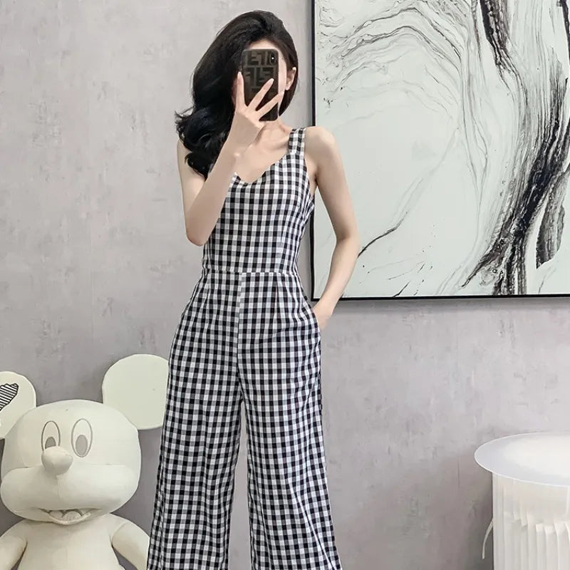 Briljante Zonsopgang Geruite Taille Jumpsuit