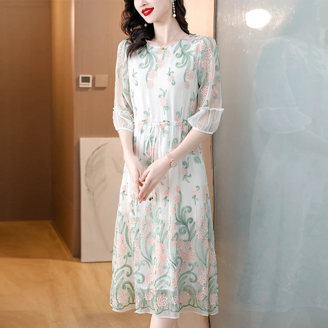 Glamorous Style Luxury Silk Flowers Long Evening Dress