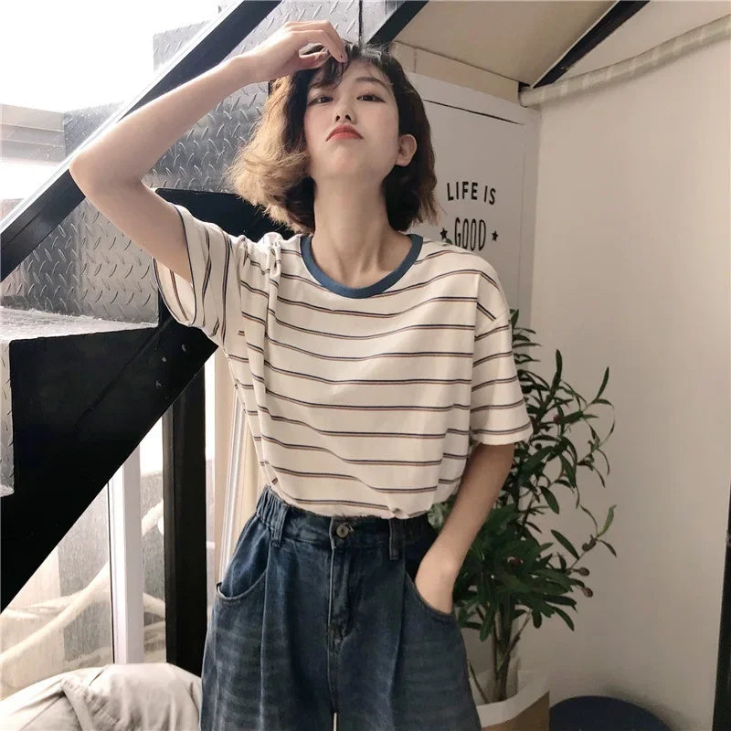 Chique Zomer Preppy Strepen T-Shirt
