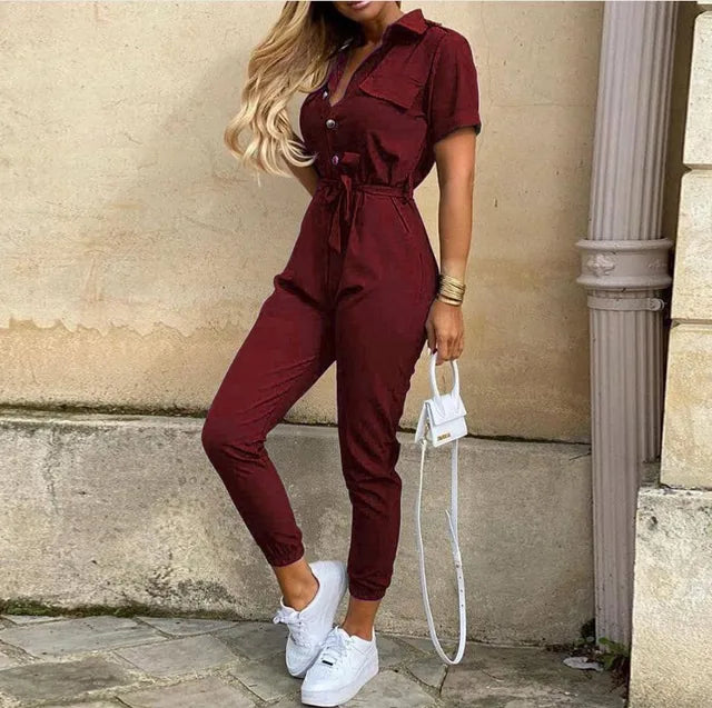 ChicStyle's Stylish Vintage Belted Jumpsuit for Women - Perfect for Any Occasion