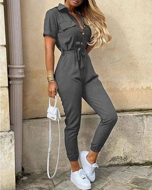 ChicStyle's Stylish Vintage Belted Jumpsuit for Women - Perfect for Any Occasion