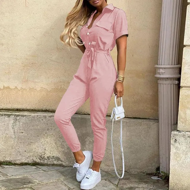 ChicStyle's Stylish Vintage Belted Jumpsuit for Women - Perfect for Any Occasion