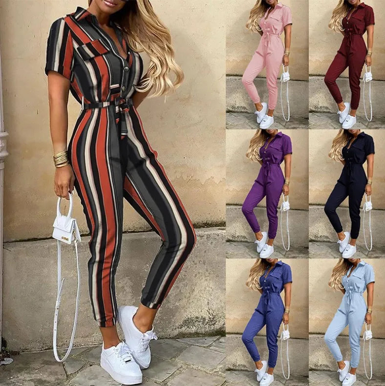 ChicStyle's Stylish Vintage Belted Jumpsuit for Women - Perfect for Any Occasion