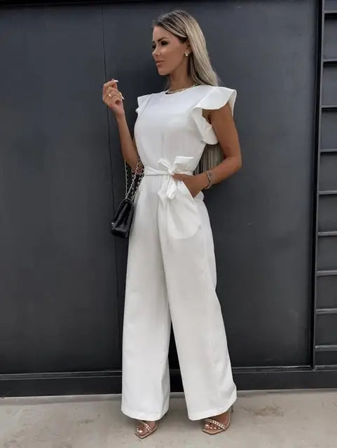 VELANORA- Eleganter Jumpsuit mit weiten Hosenbeinen