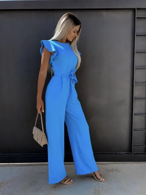 VELANORA- Eleganter Jumpsuit mit weiten Hosenbeinen