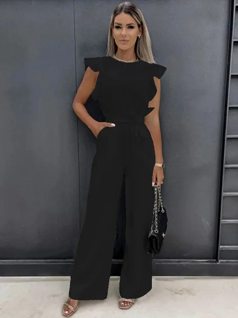 VELANORA- Elegante Jumpsuit met Wijde Pijpen