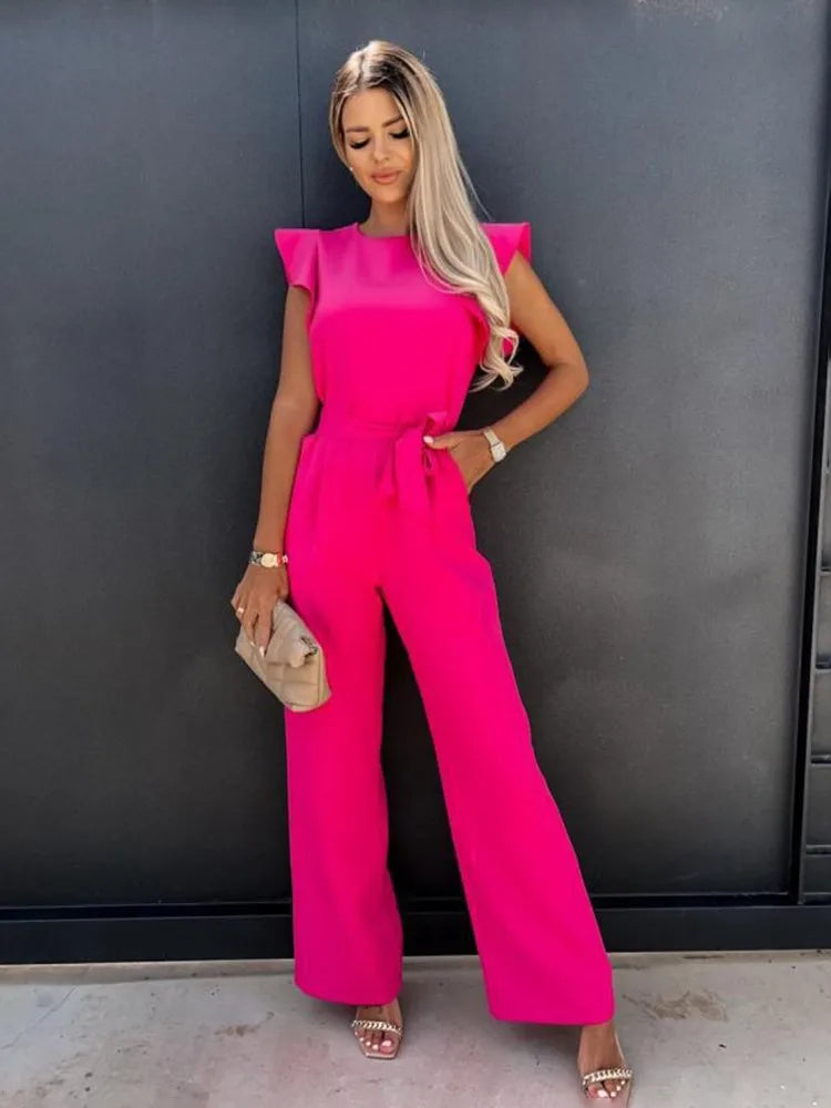 VELANORA- Eleganter Jumpsuit mit weiten Hosenbeinen