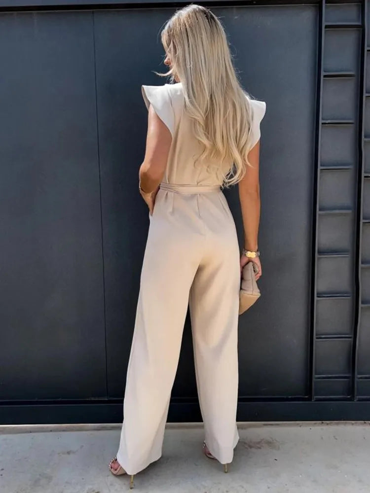 VELANORA- Eleganter Jumpsuit mit weiten Hosenbeinen
