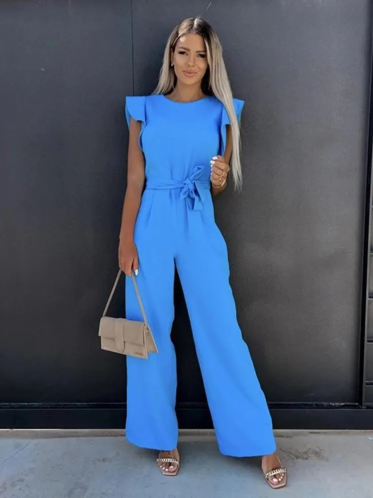 VELANORA- Eleganter Jumpsuit mit weiten Hosenbeinen
