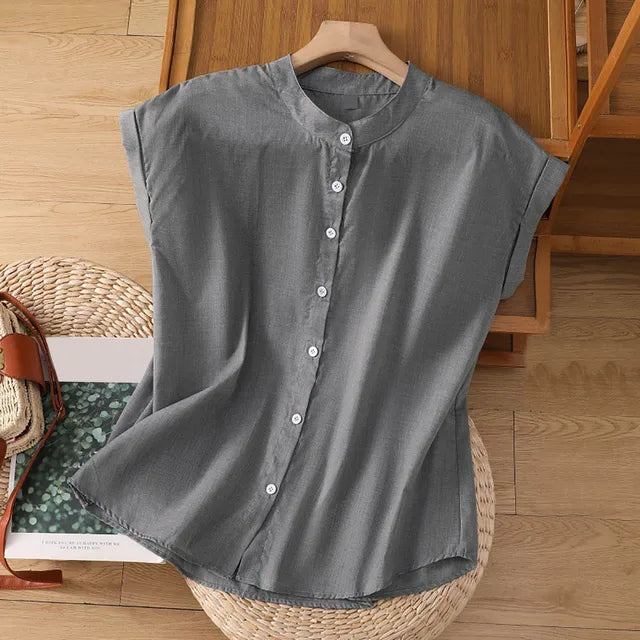 Elegante Top Commuter Senza Maniche in Cotone di Zwoel
