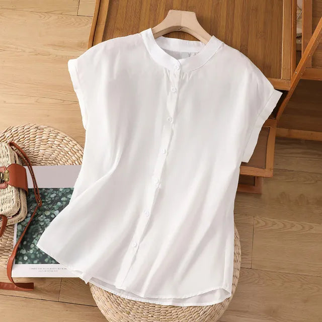 Elegante Top Commuter Senza Maniche in Cotone di Zwoel