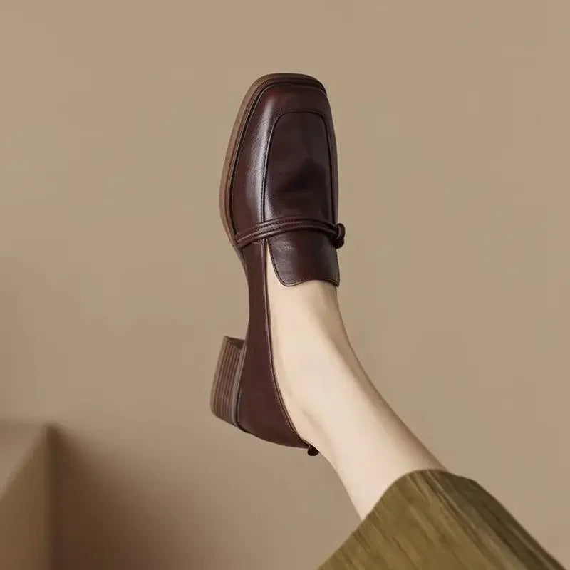 Style Vintage Leather Women's Flats