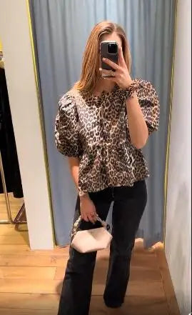 O leeter Mode Luipaardblouse
