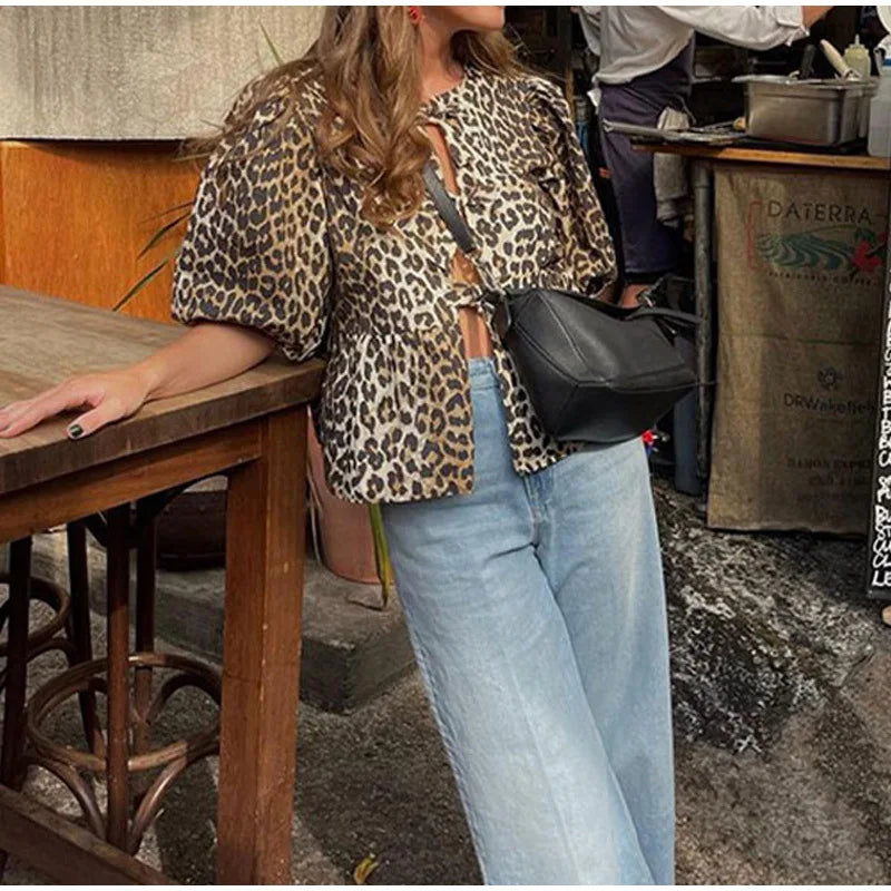 O leeter Mode Luipaardblouse
