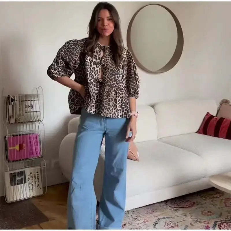 O leeter Modus Leopardenbluse