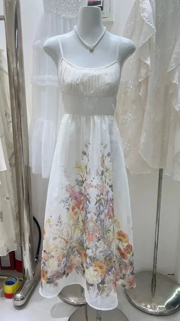 ZomerGloed Retro Gedrukte Taille-Gecontroleerde Jurk