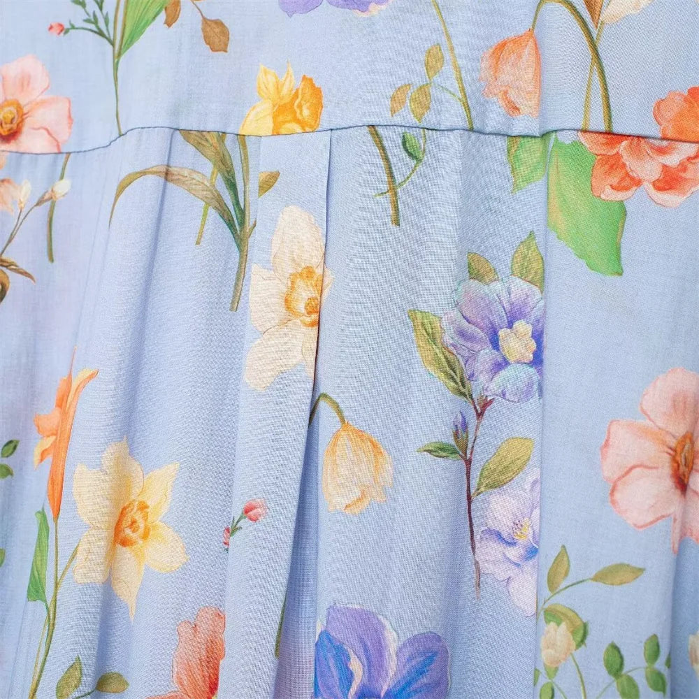 AuroraGlow Modus Blumenmuster Langes Kleid