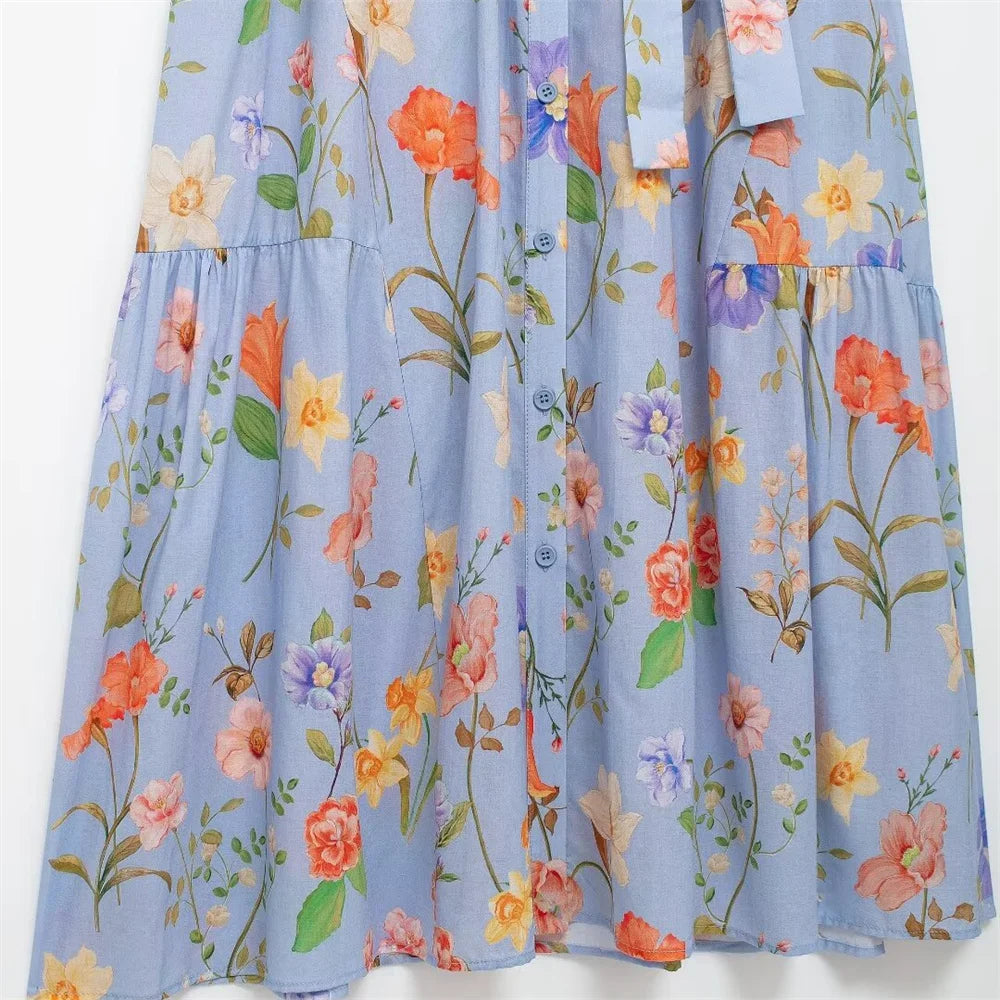 AuroraGlow Modus Blumenmuster Langes Kleid