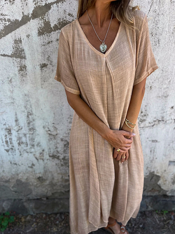 VELANORA | Midi dress with V-neckline