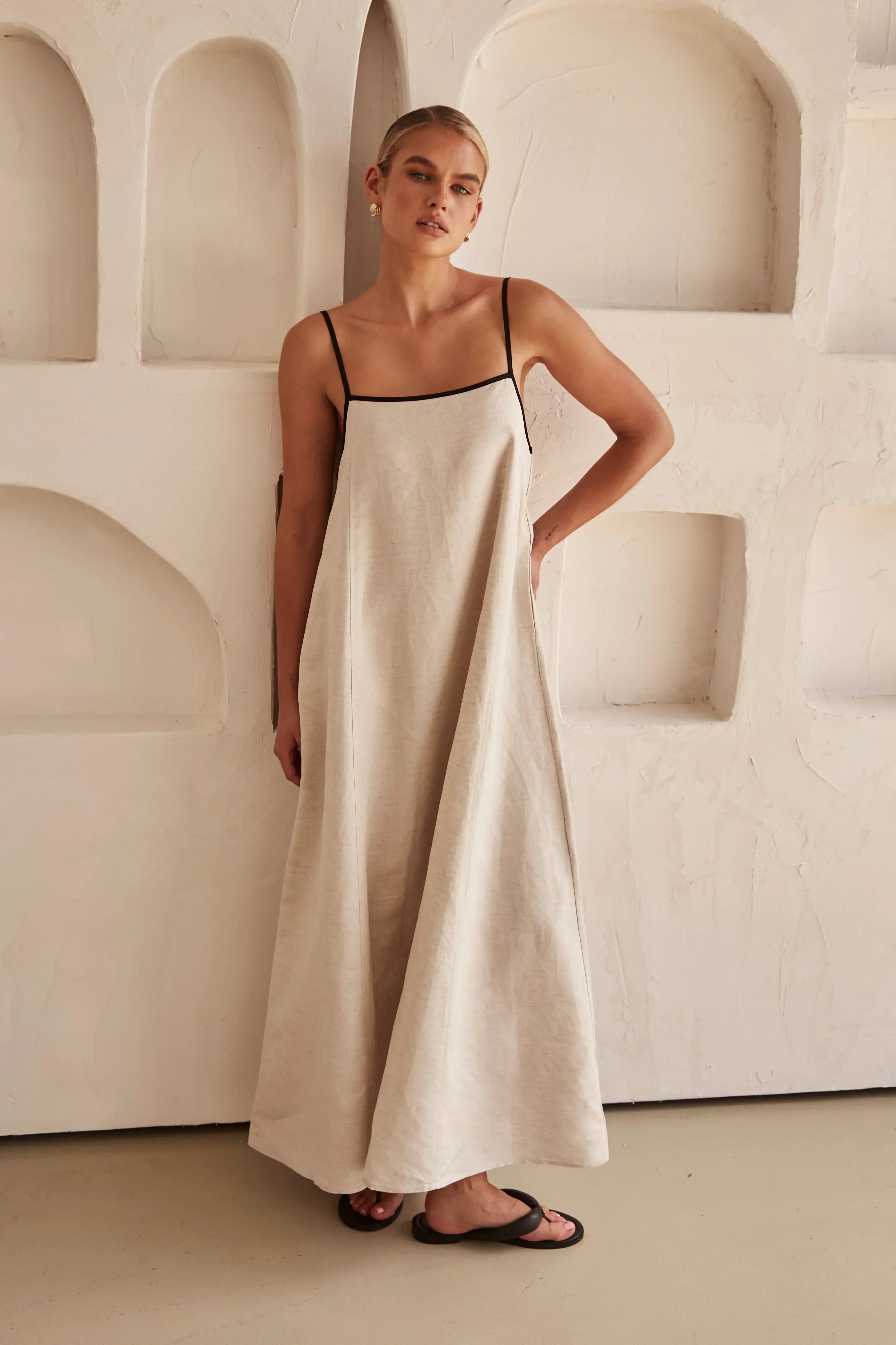 MIA Linnen Maxi Jurk