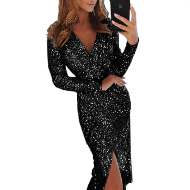 Vestito glitterato leggero e aderente in gelée