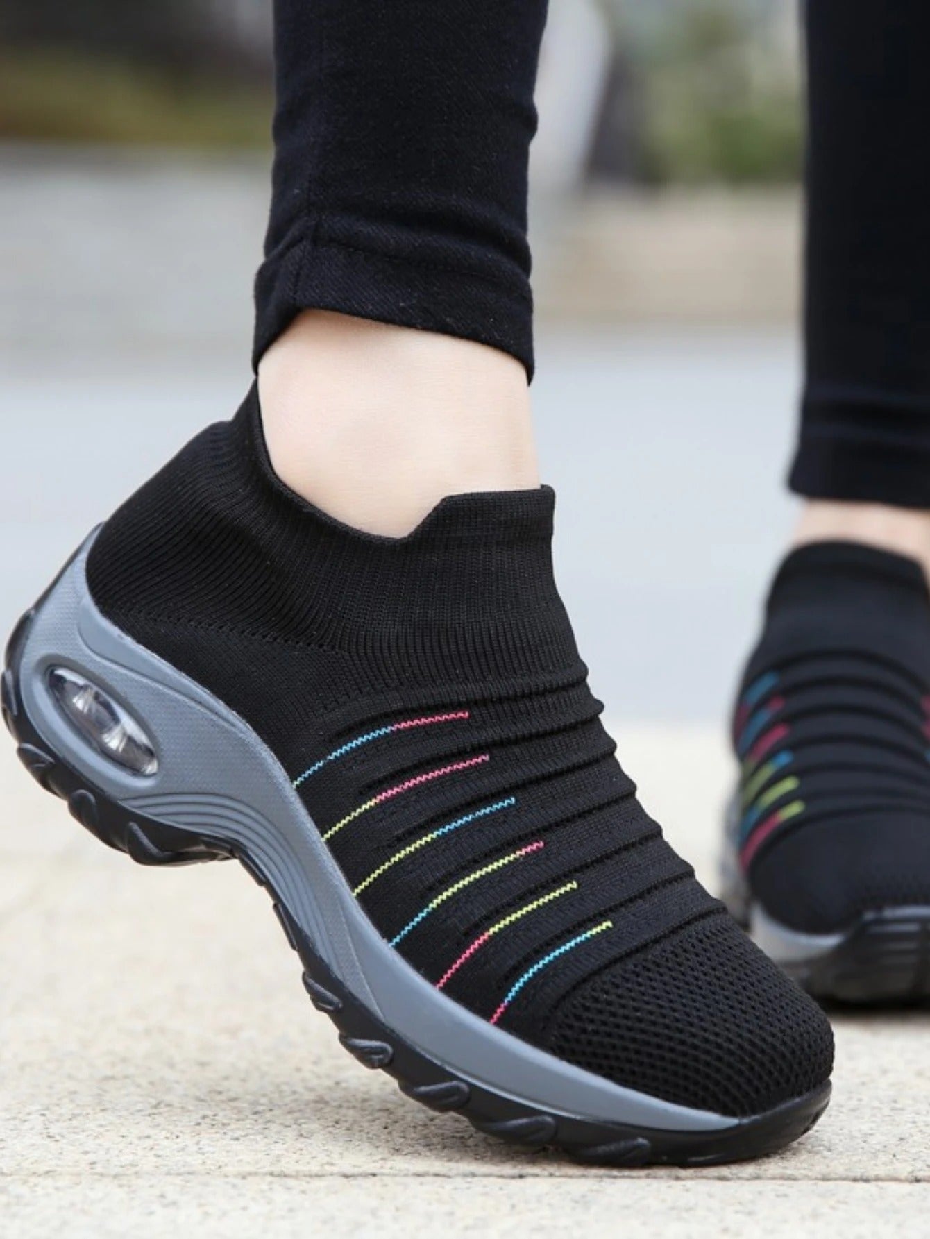 VELANORA Black waterproof soft sole lightweight Women's slip-ons