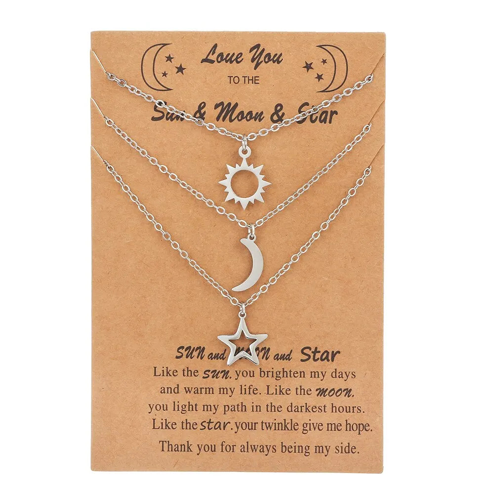 JuweelHemel Silver Three-Pendant Necklace Set