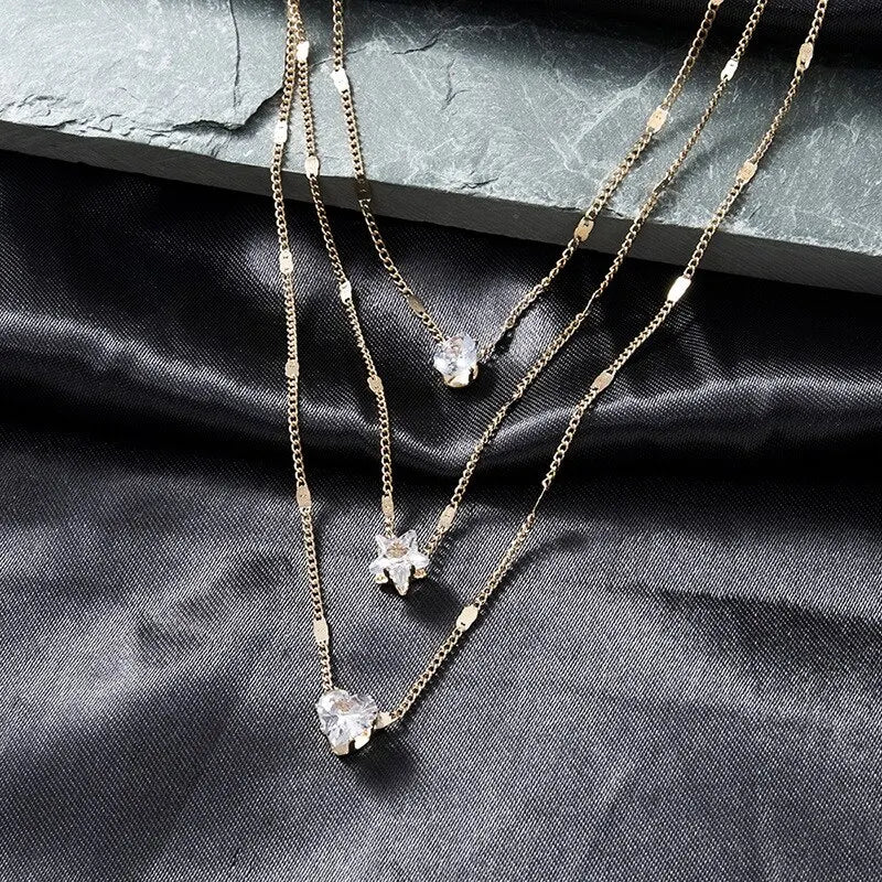 Betoverende Gouden Multilaagse Halsketting Set voor Vrouwen en Meisjes