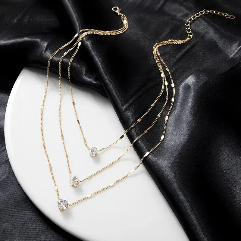 Betoverende Gouden Multilaagse Halsketting Set voor Vrouwen en Meisjes